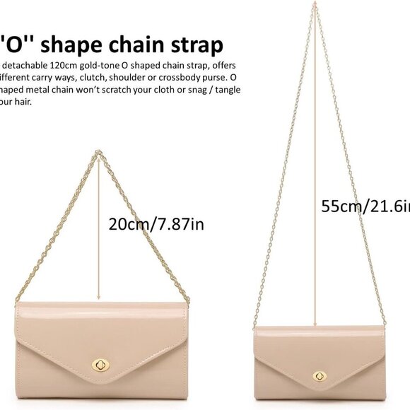 Patent Leather Envelope Clutch Womens Evening Handbag Stylish Shoulder Crossbody - Picture 5 of 9